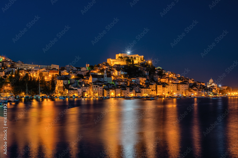 Adriatic sea coastline at night