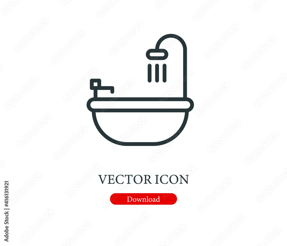 bathtub vector icon. Editable stroke. Symbol in Line Art Style for Design, Presentation, Website or Apps Elements, Logo. Pixel vector graphics - Vector bathtub vector icon. Editable stroke. Symbol in Line Art Style for Design, Presentation, Website or Apps Elements, Logo. Pixel vector graphics - Vector