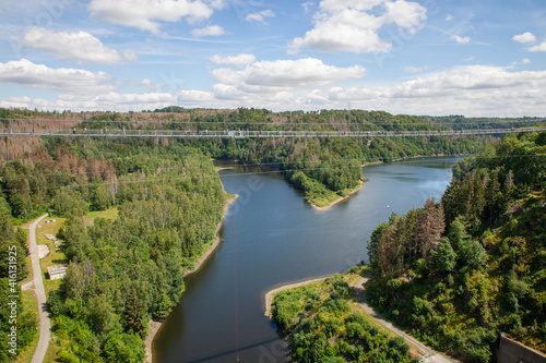 Rope bridge Rappbodetalsperre Harz mountains photo