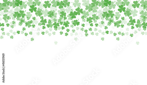 Four-leaf clover green border Seamless pattern. Clover Background, Saint Patrick s Day Vector border