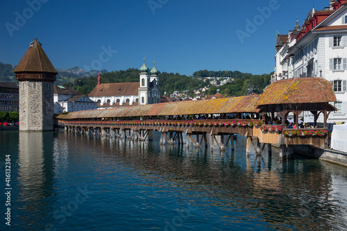 The Chapel Bridge (Kapellbrücke) in Lucerne, Switzerland