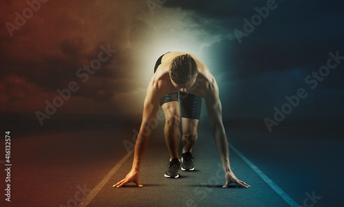 Plakat Man sprinter leaving starting