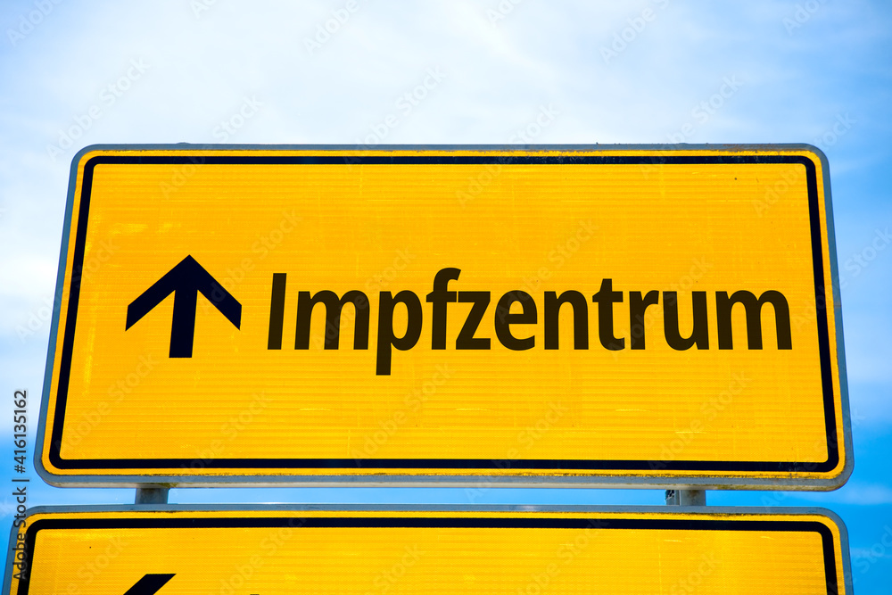 Obraz premium Schild Impfzentrum