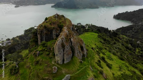 High angle aerial shot of St. Pauls Rock in New Zealand. photo