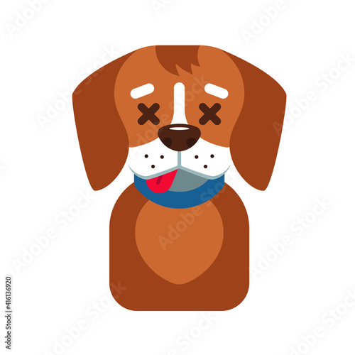 the corpse of a dead dog. flat vector illustration.