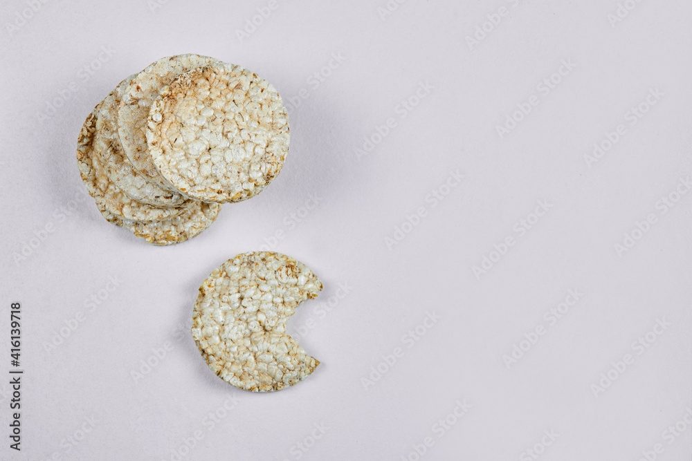 Stack of rice crackers on white background Stack of rice crackers on white background