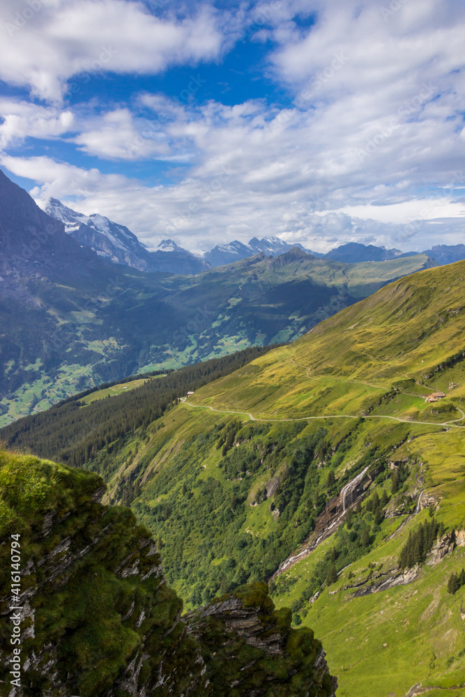 The Grindewald Valley in Switzerland on a sunny day The Grindewald Valley in Switzerland on a sunny day