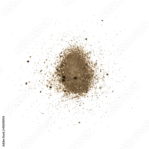 Heap of Ground Black Pepper Isolated on White