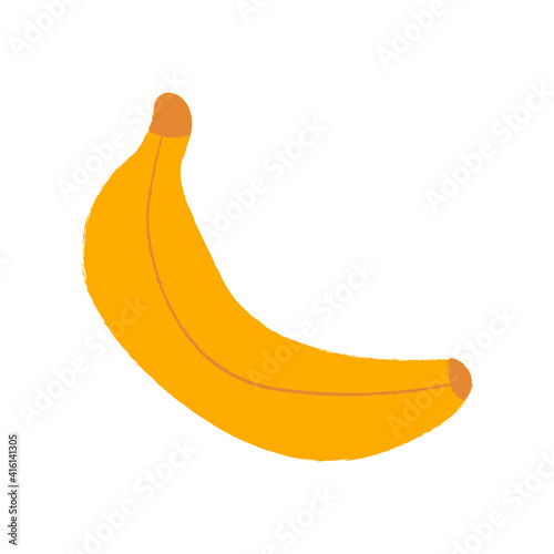 Single banana, banana vector icon isolated on white background. Vector flat illustration.