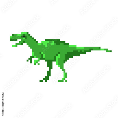 Pixel dinosaur. Simple flat vector illustration on a white background