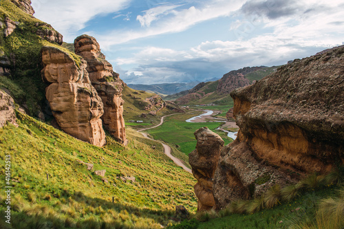tinajani canyon in peru andes surrounded by rocks