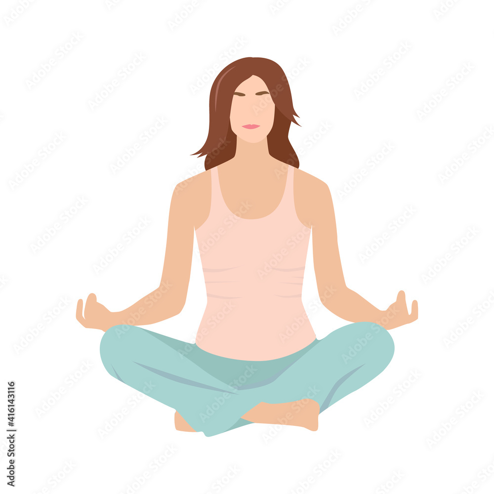The girl is engaged in yoga. Flat style The girl is engaged in yoga. Flat style