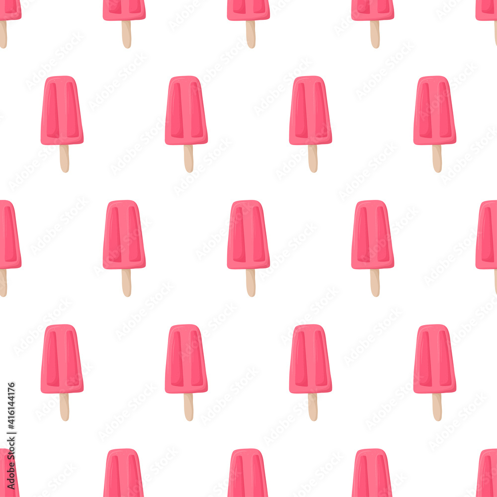 Seamless pattern with pink ice pops. Hand drawn vector illustration. Summer textile design Seamless pattern with pink ice pops. Hand drawn vector illustration. Summer textile design