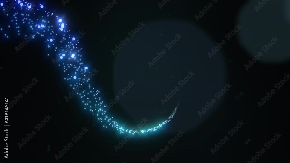 SwooshMagical particles flying on a swoosh path background. Rendered in 3D in blue and green colors SwooshMagical particles flying on a swoosh path background. Rendered in 3D in blue and green colors