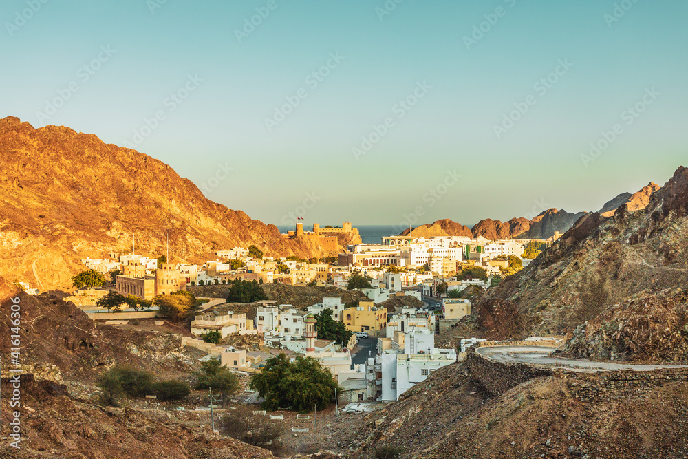 Panoramic view of Old Muscat, the capital of Oman.
