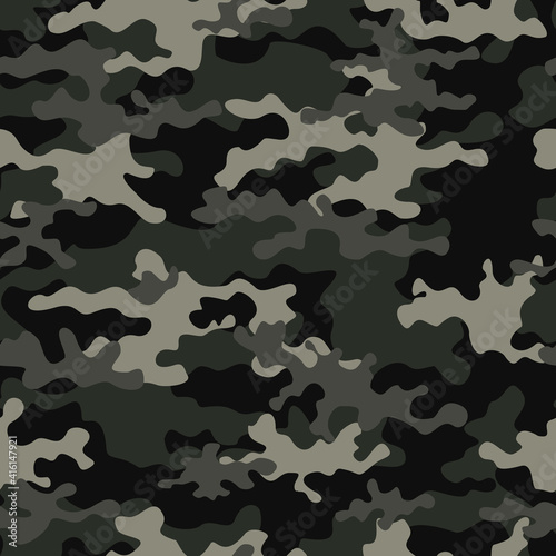 Camouflage pattern vector background seamless print. Classic woodland texture.