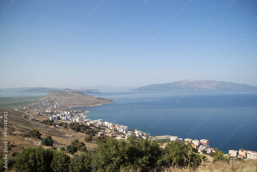 View of the resort town by the sea, Saranda, Albania, Mediterranean