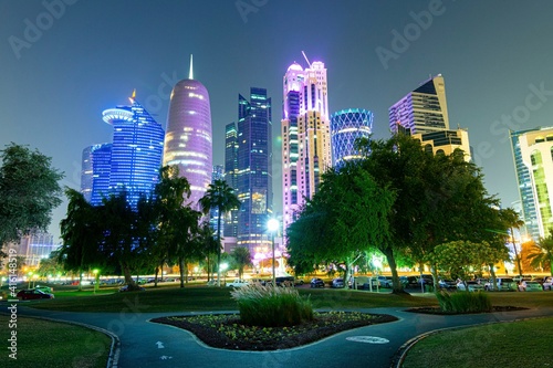 Doha City downtown, Qatar at night