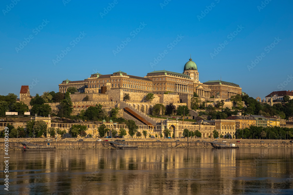 The Royal Palace in Budapest on a sunny morning