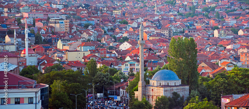 Cityscape dominated by Sultan Mehmet Fatih Mosque, Pristina, Kosovo photo