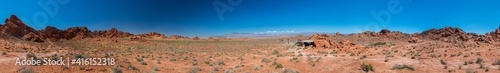 Panorama of Valley of Fire, View from Elephant Rock, Nevada, USA 