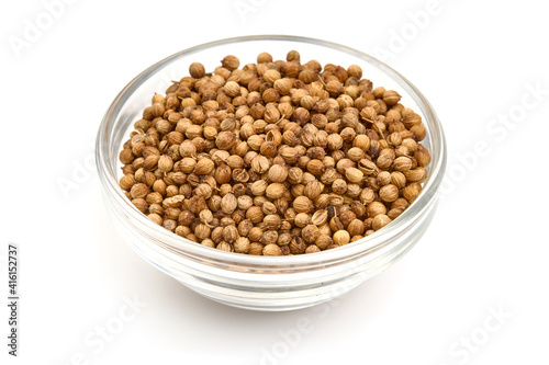 Dried coriander, isolated on white background. High resolution image