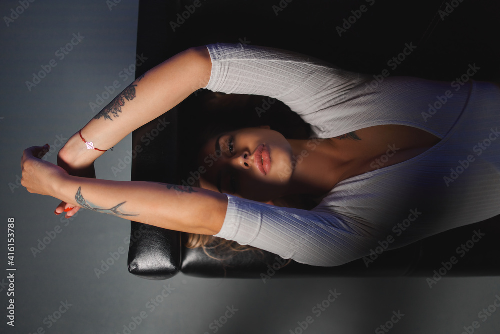 Beautiful girl posing in the studio. Beautiful girl posing in the studio.