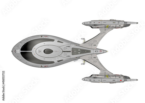 Fototapeta Naklejka Na Ścianę i Meble -  master spaceship in white background top view