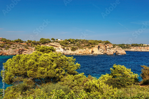 Landscape with rocks over the sea under the sky.Mallorca island