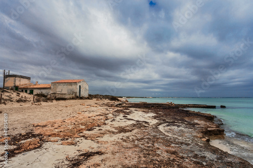 Es Trenc beach under dramatic gloomy sky. Mallorca island © Kushch Dmitry