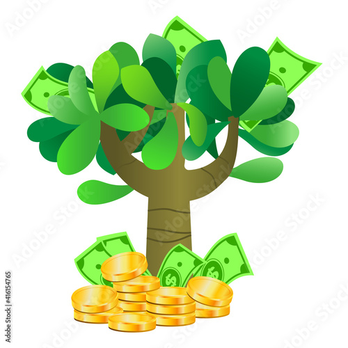money tree with gold coins