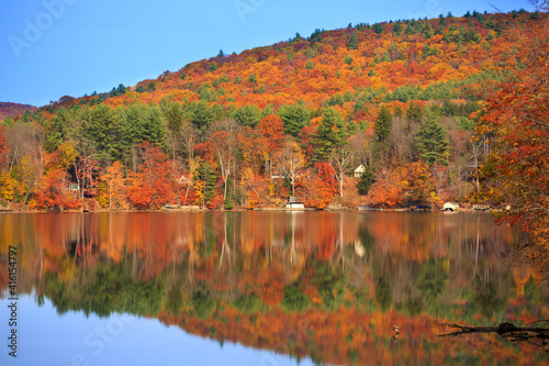 Fall Reflections on Goodyear Lake. Town of Milford, NY.