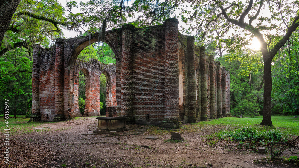 Historic Old Sheldon Church ruins near Charleston, South Carolina 