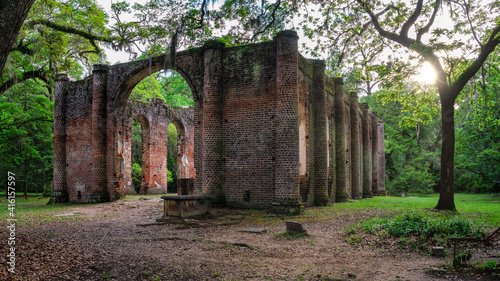 Historic Old Sheldon Church ruins near Charleston, South Carolina 