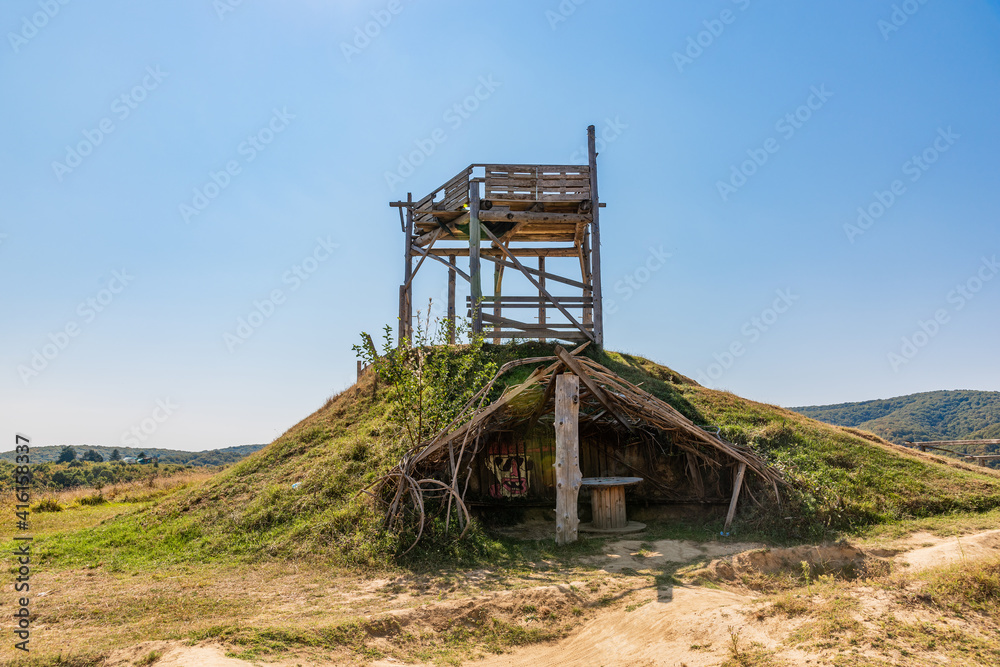 Novi Sad, Serbia - September, 13, 2020: New hunter watchtower. Hunting lookout tower Novi Sad, Serbia - September, 13, 2020: New hunter watchtower. Hunting lookout tower
