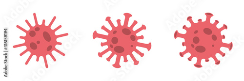 Set of COVID 19 virus icons isolated on white background.