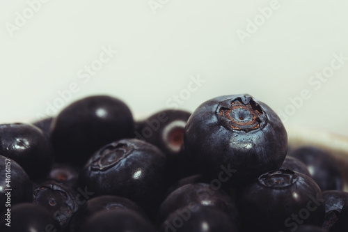 Large ripe blueberries close up. Film Aesthetic