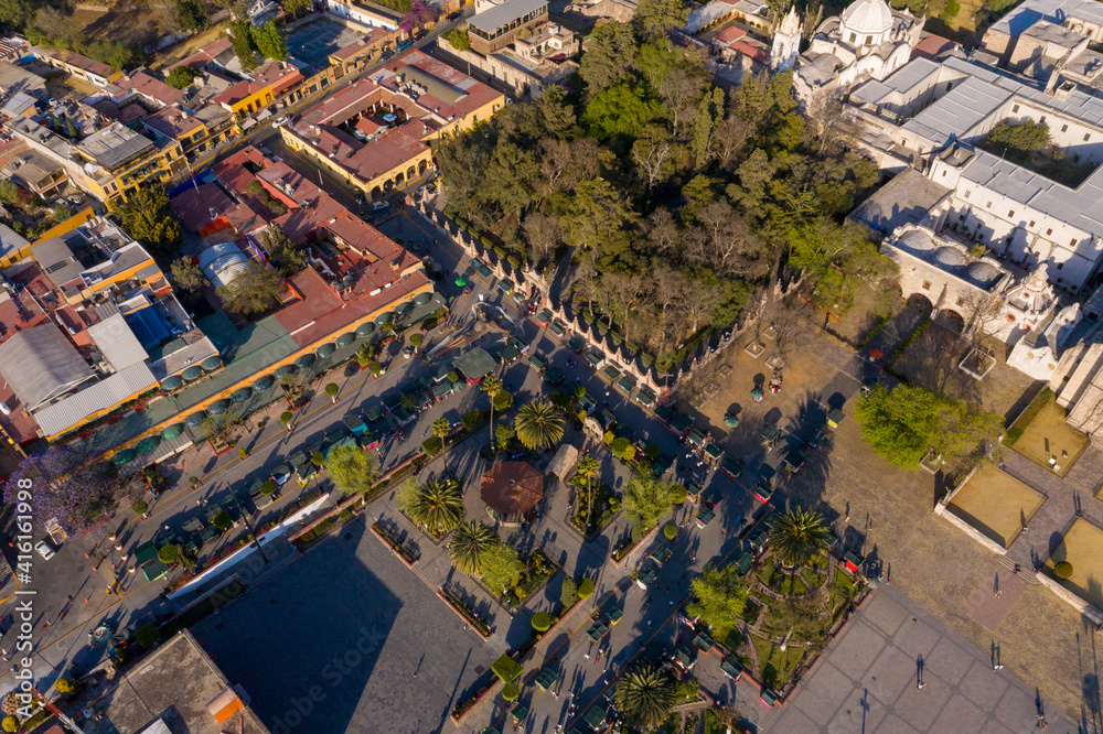 Vista aérea del centro de Tepotzotlán, Pueblo Mágico