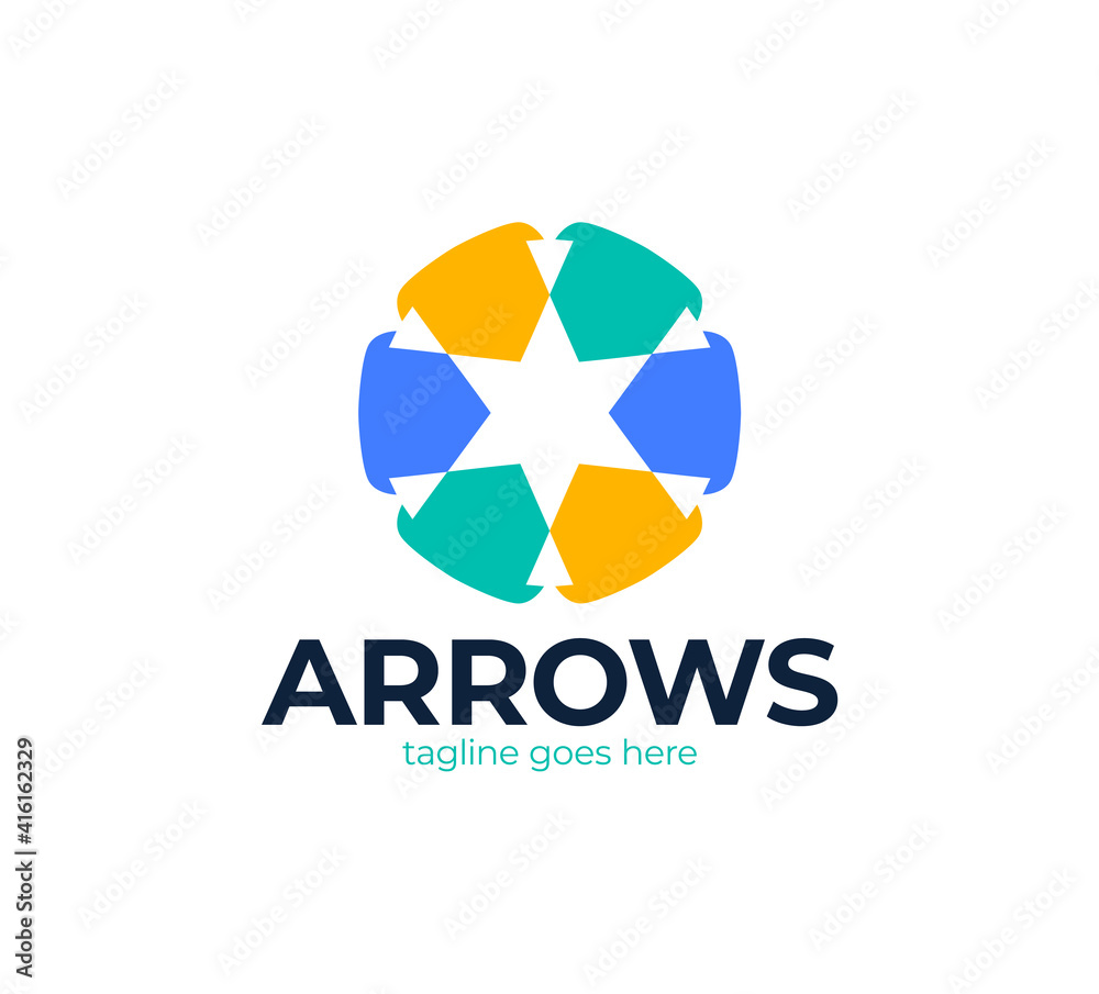 star logo with arrow symbol. Colorful Abstract creative logotype with star and arrow. star logo with arrow symbol. Colorful Abstract creative logotype with star and arrow.