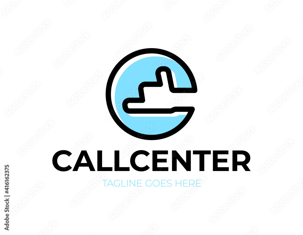 call center letter c logo. Letter c with hand phone sing logotype. vector icon