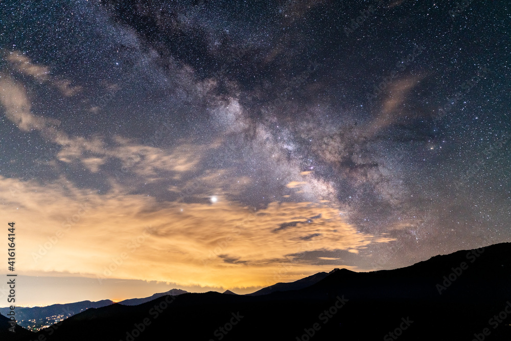 Milky Way Galaxy in Mountains in Colorado, Astrophotography NIght Sky Starry Night Background, Science Astronomy Concept