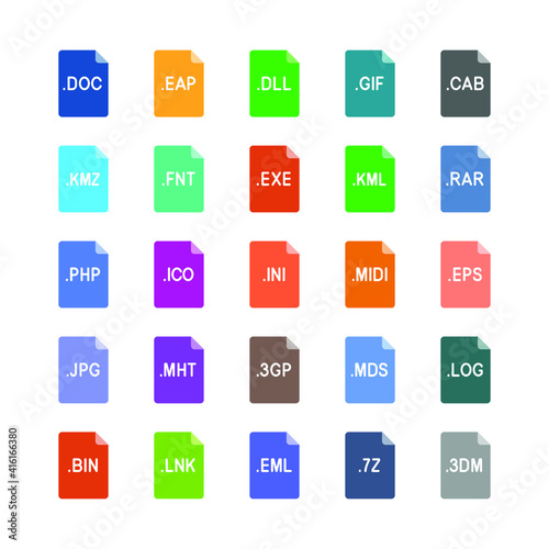 File formats icon set. Linear style sign for mobile concept and web design. Simple flat symbol. Vector illustration isolated on white background. EPS 10.