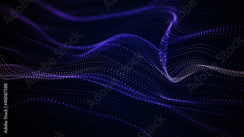 Futuristic point wave. Abstract background with a dynamic wave.Connecting background. Abstract wave. Artificial intelligence. Big data technology 3d rendering