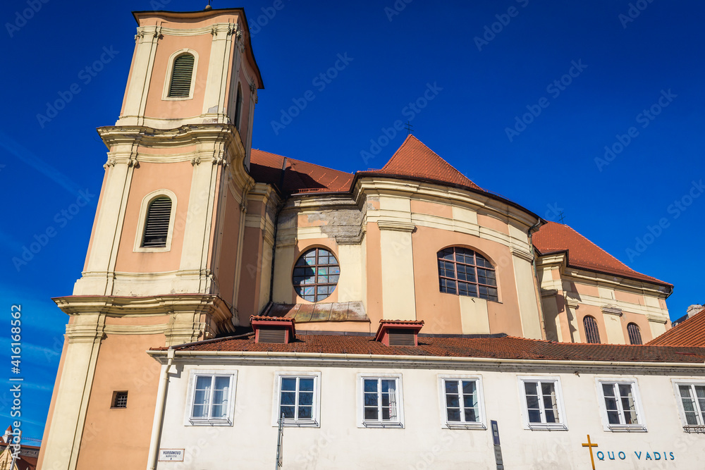 Exterior of Trinitarian Church in Bratislava capital city, Slovakia