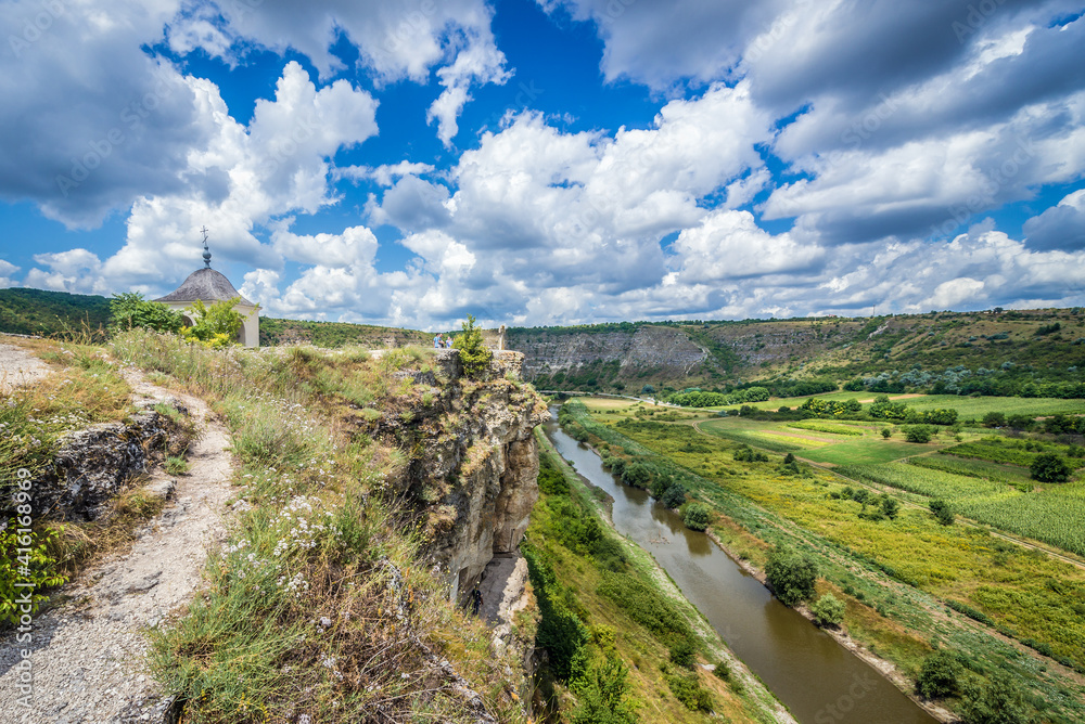 Aerial view from trail in Old Orhei archaeological park, Trebujeni commune, Moldova