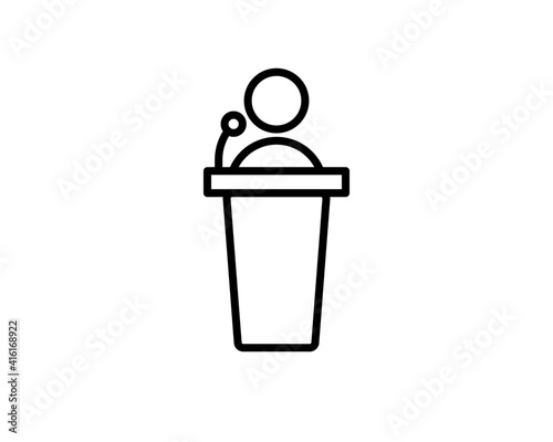 Public speach icon in flat style. Podium conference vector illustration on white isolated background. Tribune debate business concept.