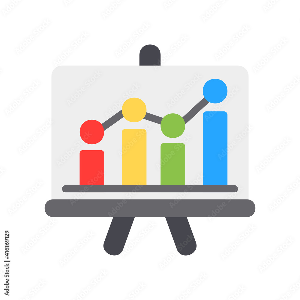Presentation icon vector illustration in flat style about marketing and growth for any projects Presentation icon vector illustration in flat style about marketing and growth for any projects