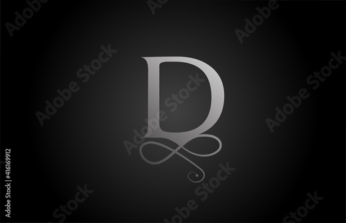 D black and white elegant monogram ornament alphabet letter logo icon for luxury. Business and corporate brading design for business products photo