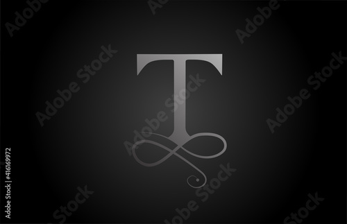 T black and white elegant monogram ornament alphabet letter logo icon for luxury. Business and corporate brading design for business products