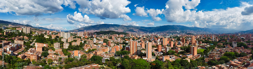 Panoramica del occidente de Medellin Colombia, urban landscape of the city